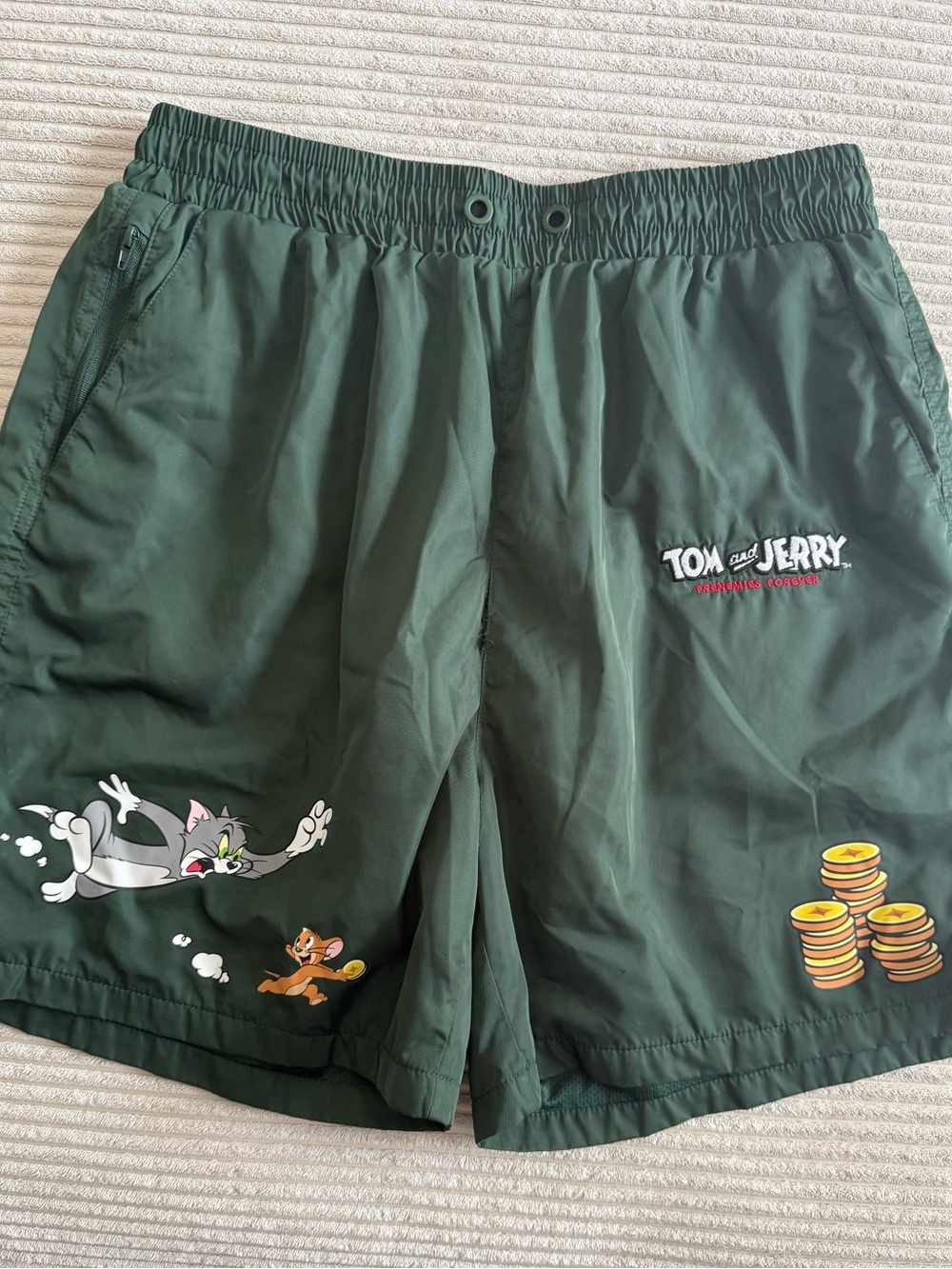 PALACE Dark Green Tom & Jerry Graphic Athletic Shorts